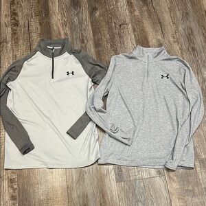 Under Armour Thin Gray Quarter-Zip Pullovers. Like new. Originally $40 each